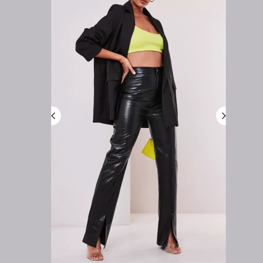 Black faux leather pant